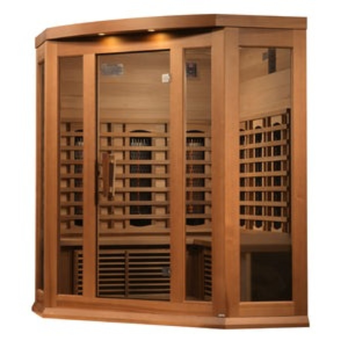Maxxus 3-Person Corner Full Spectrum Near Zero EMF (Under 2MG) Infrared Sauna (Red Cedar) - MX‐M356‐01‐FS CED - Backyard Provider