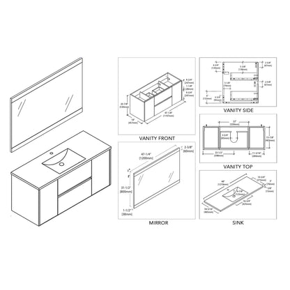 Blossom Valencia 48 Inch Bathroom Single Vanity - V8016 48 01S - Backyard Provider