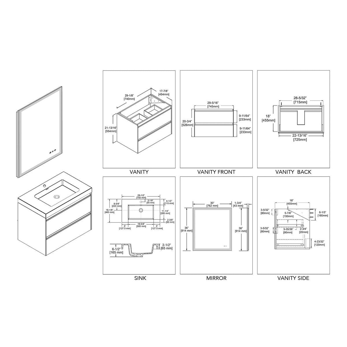 Blossom Berlin – 30 Inch Vanity – Glossy White & Glossy Grey - V8019 30 01 - Backyard Provider