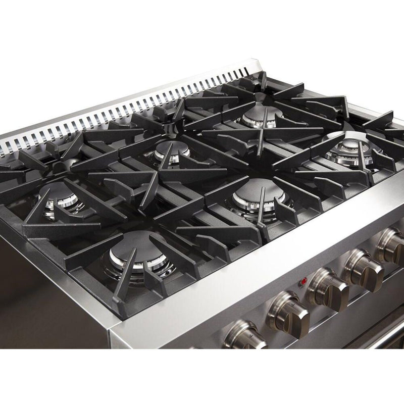 Forno 36″ Galiano Gas Burner / Electric Oven in Stainless Steel 6 Italian Burners, FFSGS6156-36