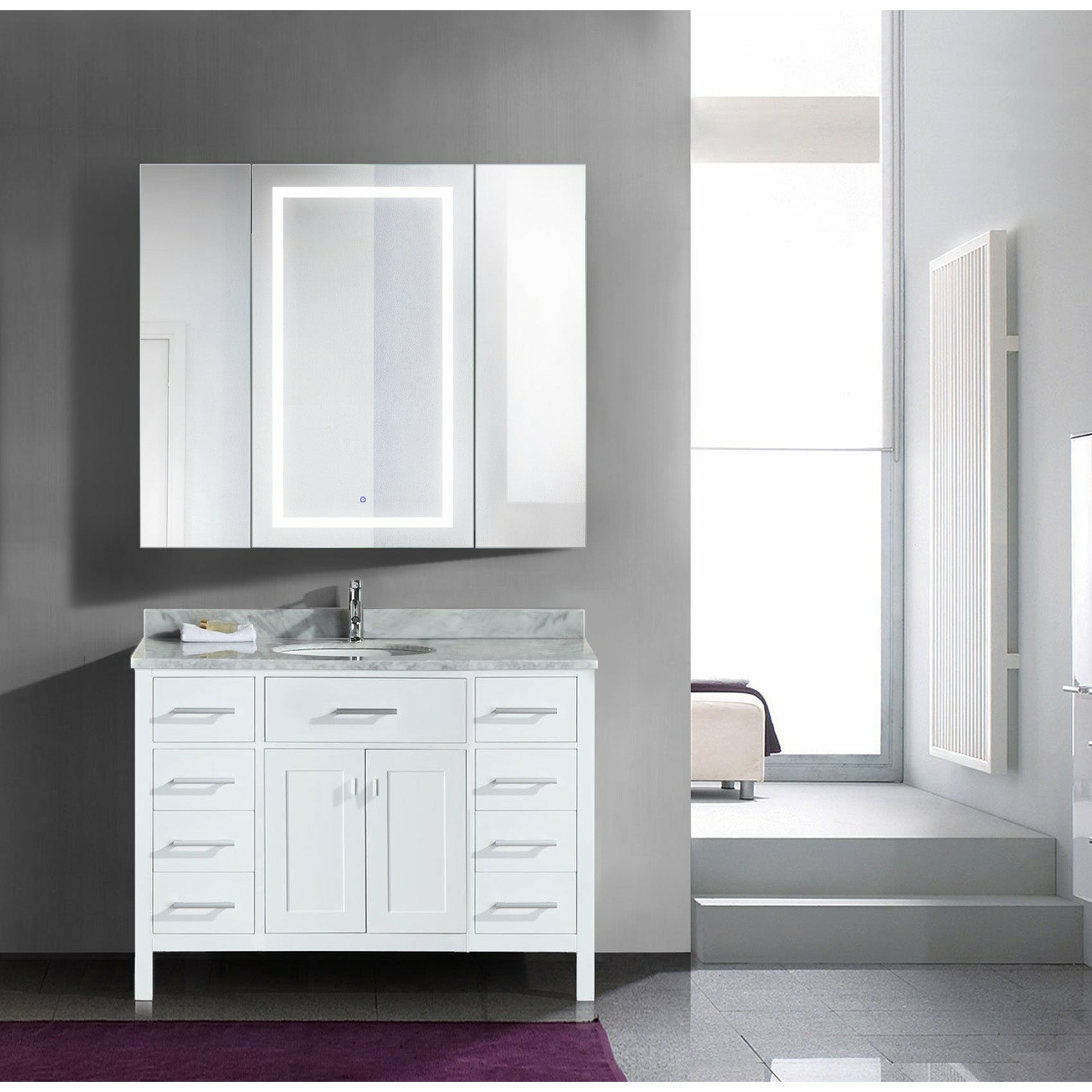 Krugg Svange 4842LLR 48″ X 42″ LED Medicine Cabinet with Dimmer & Defogger SVANGE4842LLR