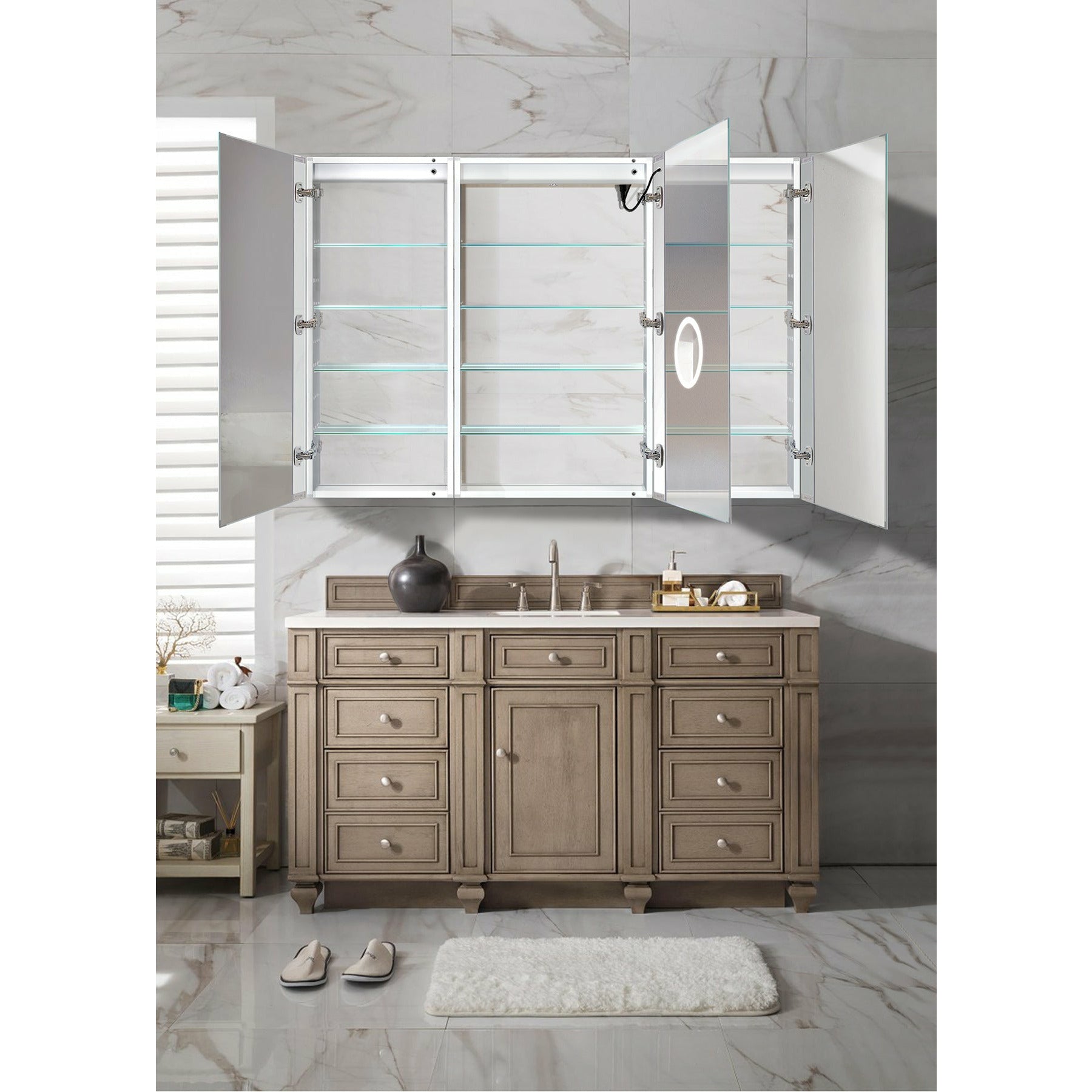 Krugg Svange 6042LRR 60″ X 42″ LED Medicine Cabinet with Dimmer & Defogger SVANGE6042LRR