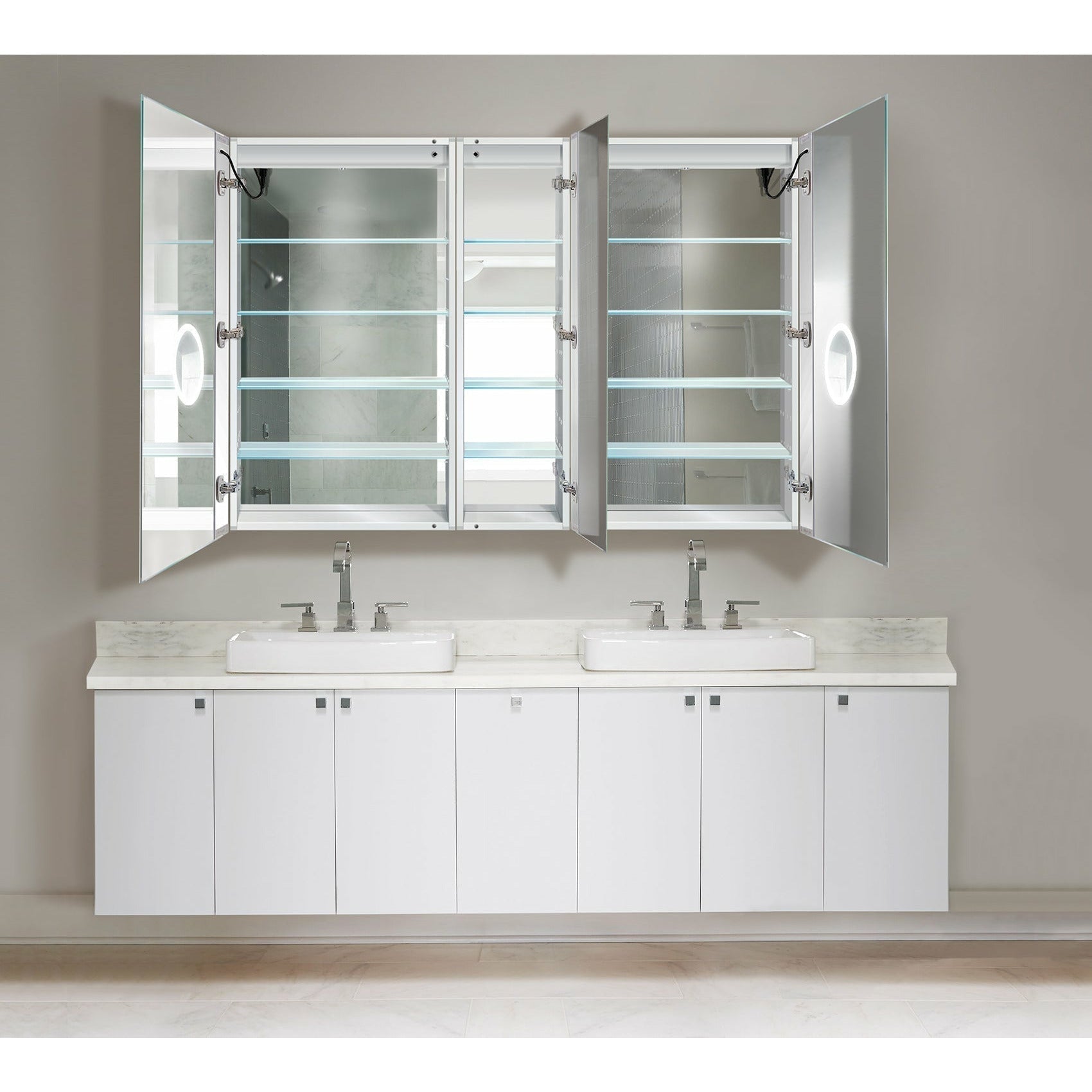 Krugg Svange 60″ X 42″ DLRR Double LED Medicine Cabinet with Dimmer & Defogger SVANGE6042DLRR