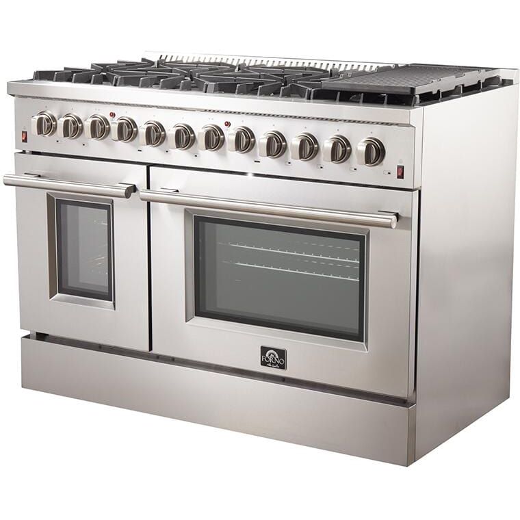 Forno Appliance Package - 48 Inch Dual Fuel Range, 60 Inch Refrigerator, Microwave Drawer, Dishwasher, AP-FFSGS6156-48-7