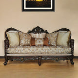 Modway Furniture 39" Beige Floral Sofa with Toss Pillows - Luxurious Comfort, Durable Design & Stylish Dark Legs - 348217-HOMEROOTS