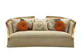 Modway Furniture 41" Beige Velvet Curved Sofa with Toss Pillows, Flared Arms & Natural Wood Legs for Stylish Comfort - 348220-HOMEROOTS