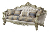 Modway Furniture 40" Antique White Velvet Floral Curved Sofa with Toss Pillows & Chic Champagne Legs for Elegance - 348231-HOMEROOTS
