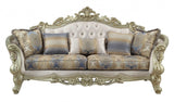Modway Furniture 40" Antique White Velvet Floral Curved Sofa with Toss Pillows & Chic Champagne Legs for Elegance - 348231-HOMEROOTS