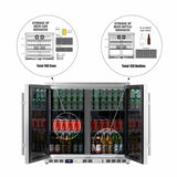 Kings Bottle 36'' Heating Glass 2 Door Built In Beverage Fridge - KBU56M