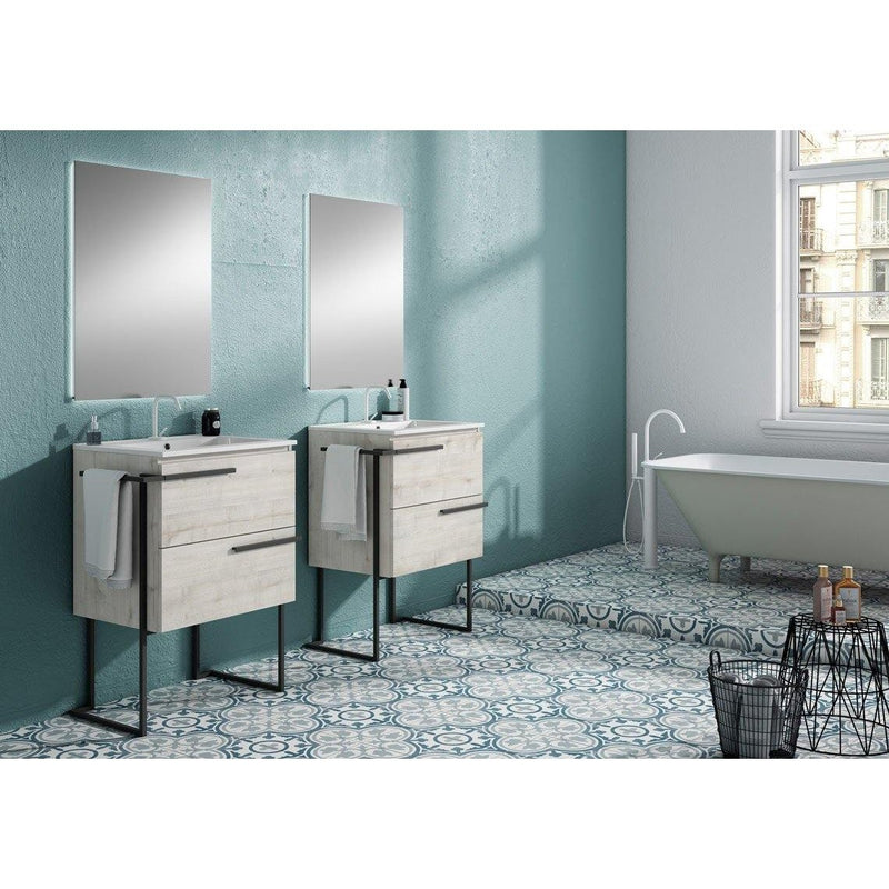 Lucena Bath Scala 40" Single Sink Vanity with Legs and Towel Bar in Abedul, White or Tera. - Backyard Provider