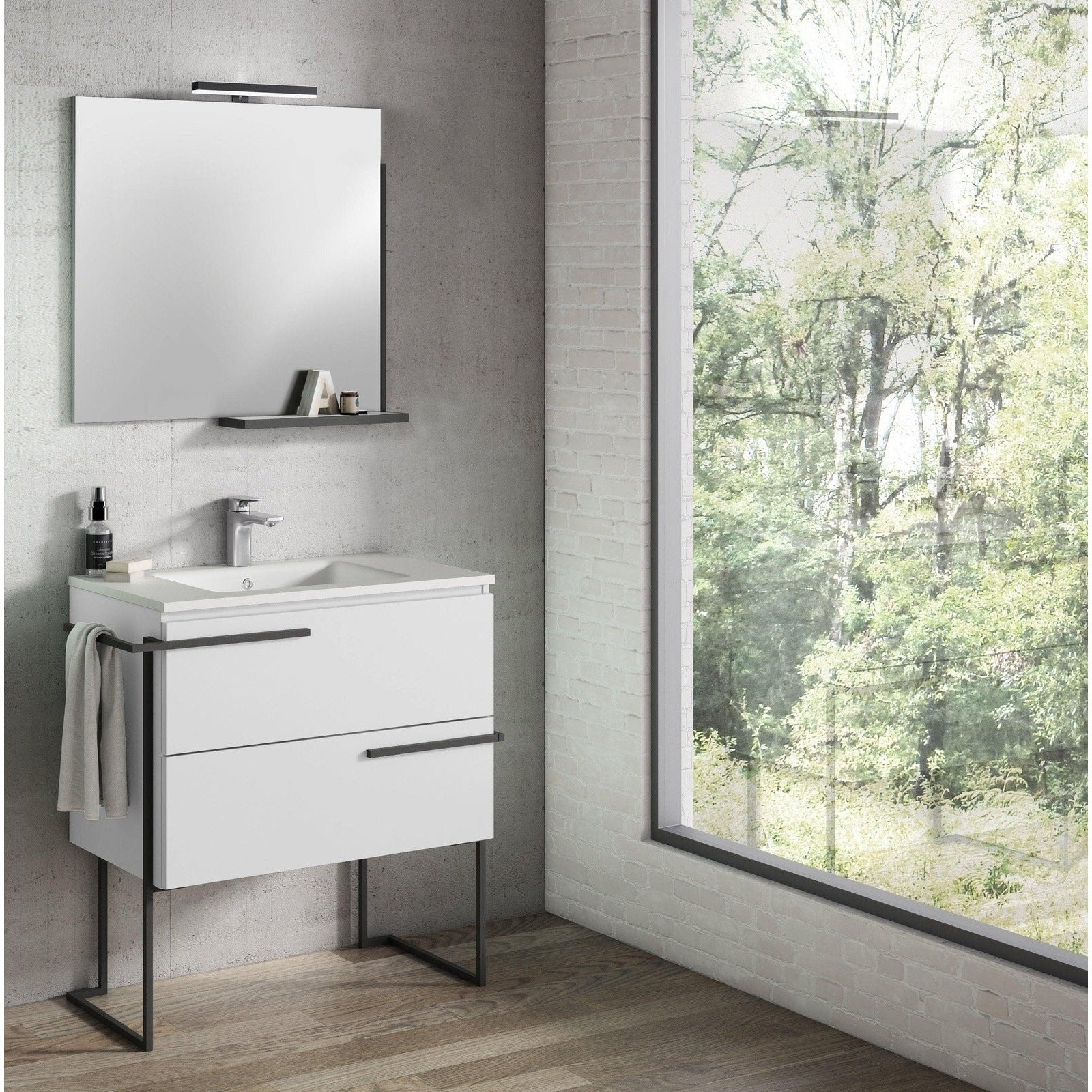 Lucena Bath Scala 24" Single Sink Vanity with Legs and Towel Bar in Abedul, White or Tera. - Backyard Provider