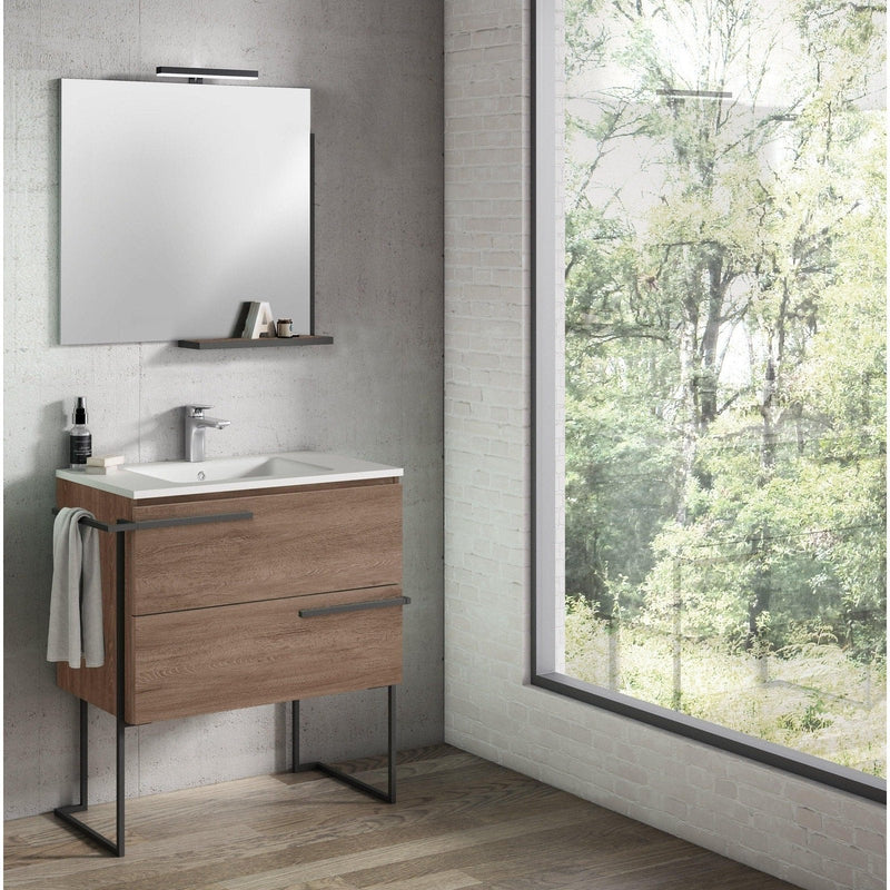 Lucena Bath Scala 24" Single Sink Vanity with Legs and Towel Bar in Abedul, White or Tera. - Backyard Provider