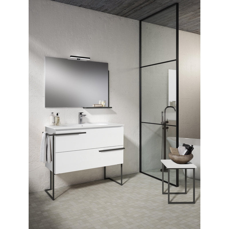 Lucena Bath Scala 40" Single Sink Vanity with Legs and Towel Bar in Abedul, White or Tera. - Backyard Provider