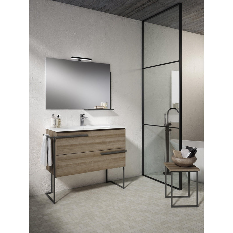 Lucena Bath Scala 40" Single Sink Vanity with Legs and Towel Bar in Abedul, White or Tera. - Backyard Provider