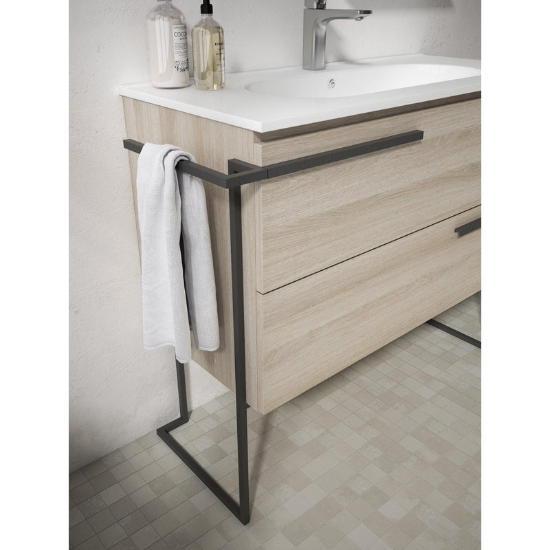 Lucena Bath Scala 24" Single Sink Vanity with Legs and Towel Bar in Abedul, White or Tera. - Backyard Provider