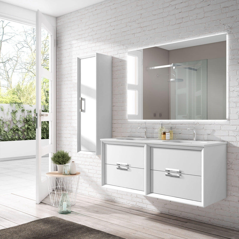 Lucena Bath 80" Décor Tirador Floating Double Vanities in White / Black / Grey / Silver