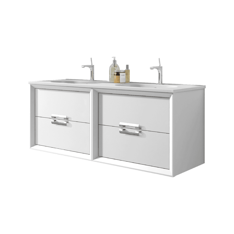 Lucena Bath 80" Décor Tirador Floating Double Vanities in White / Black / Grey / Silver - Backyard Provider