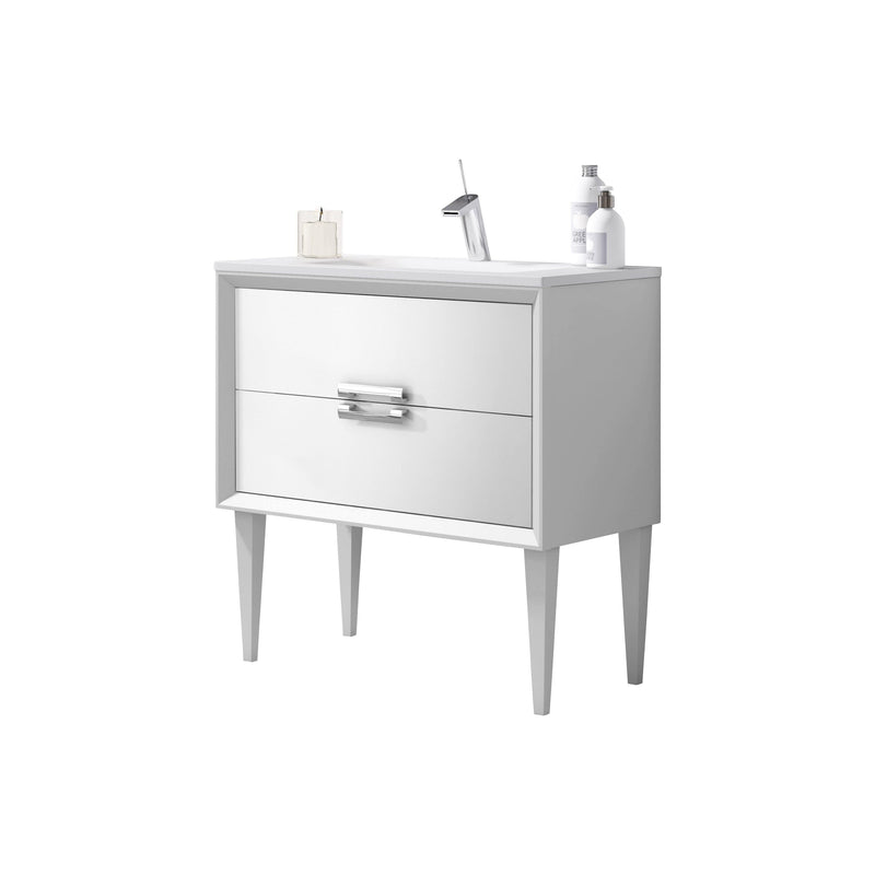 Lucena Bath 32" Décor Tirador  Freestanding Vanity in White, Black, Gray or White and Silver. - Backyard Provider