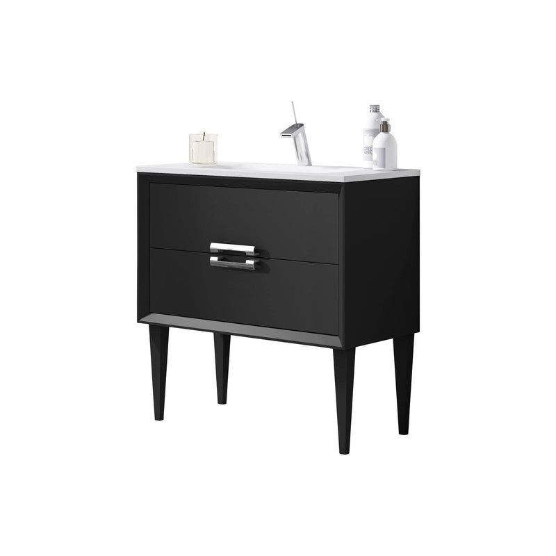 Lucena Bath 32" Décor Tirador  Freestanding Vanity in White, Black, Gray or White and Silver. - Backyard Provider