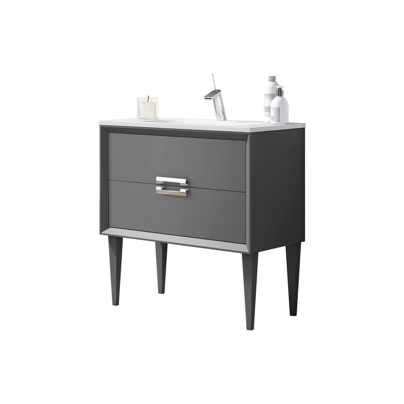 Lucena Bath 32" Décor Tirador  Freestanding Vanity in White, Black, Gray or White and Silver. - Backyard Provider