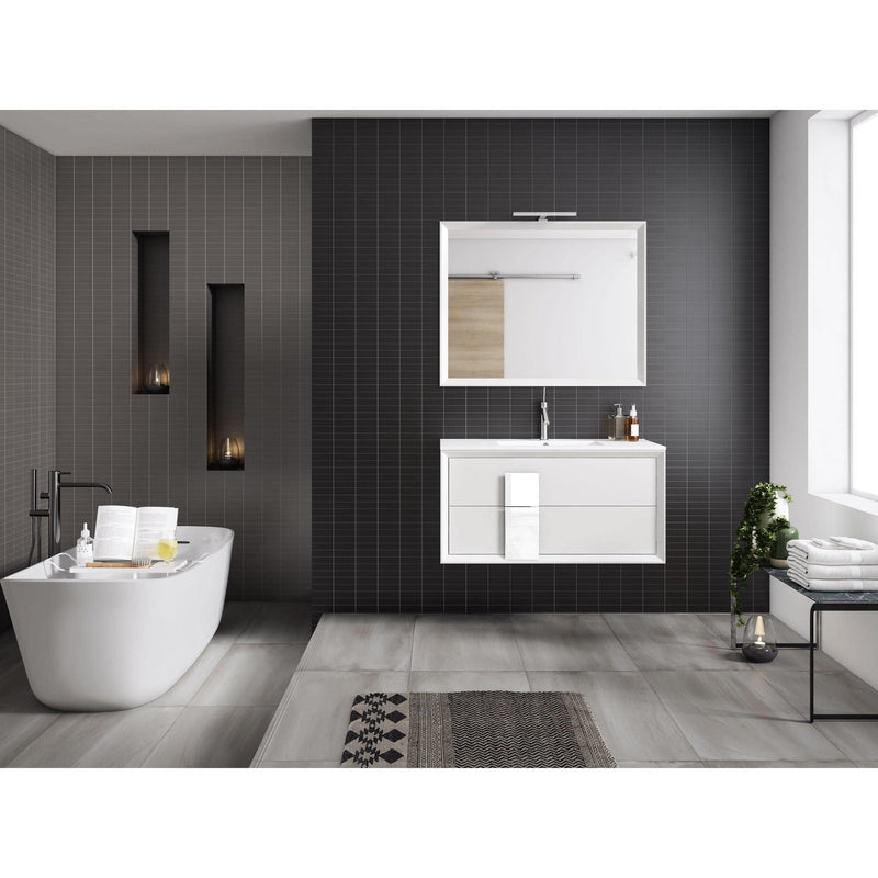 Lucena Bath Décor Cristal 24" Floating Bathroom Vanity in White, Black, Grey, White and Black, White and Grey or Black and Grey - Backyard Provider