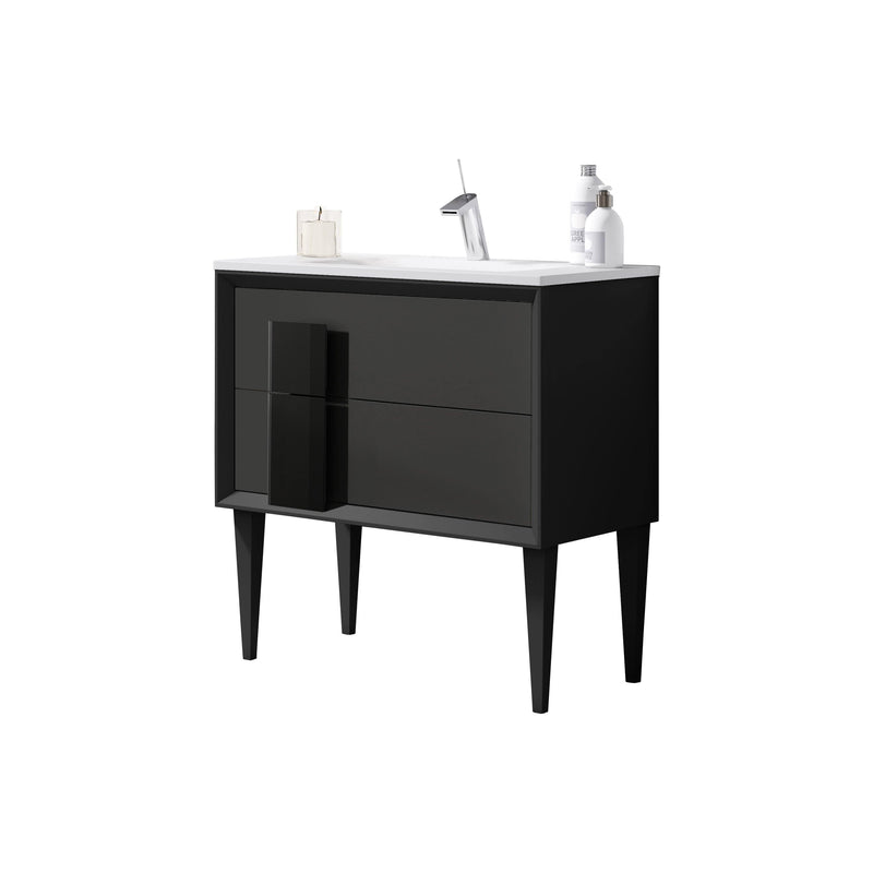 Lucena Bath 40" Décor Cristal Freestanding Vanity in White / Black / Grey and glass handle - Backyard Provider