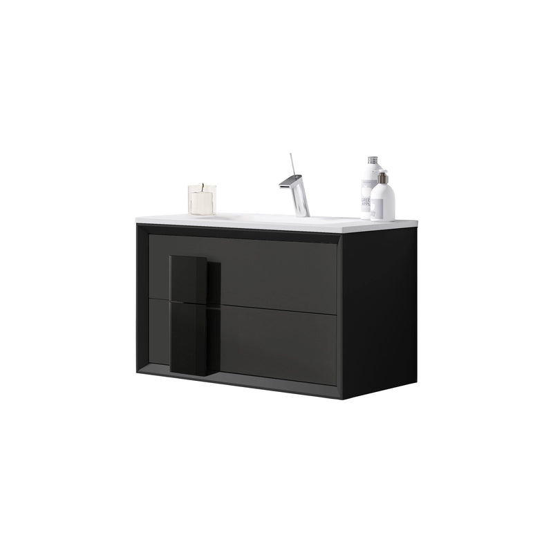 Lucena Bath Décor Cristal 24" Floating Bathroom Vanity in White, Black, Grey, White and Black, White and Grey or Black and Grey - Backyard Provider