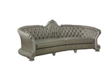 Modway Furniture 113" Bone Faux Leather Sofa with Toss Pillows, White Legs, Nailhead Trim & Elegant Design - 491333-HOMEROOTS