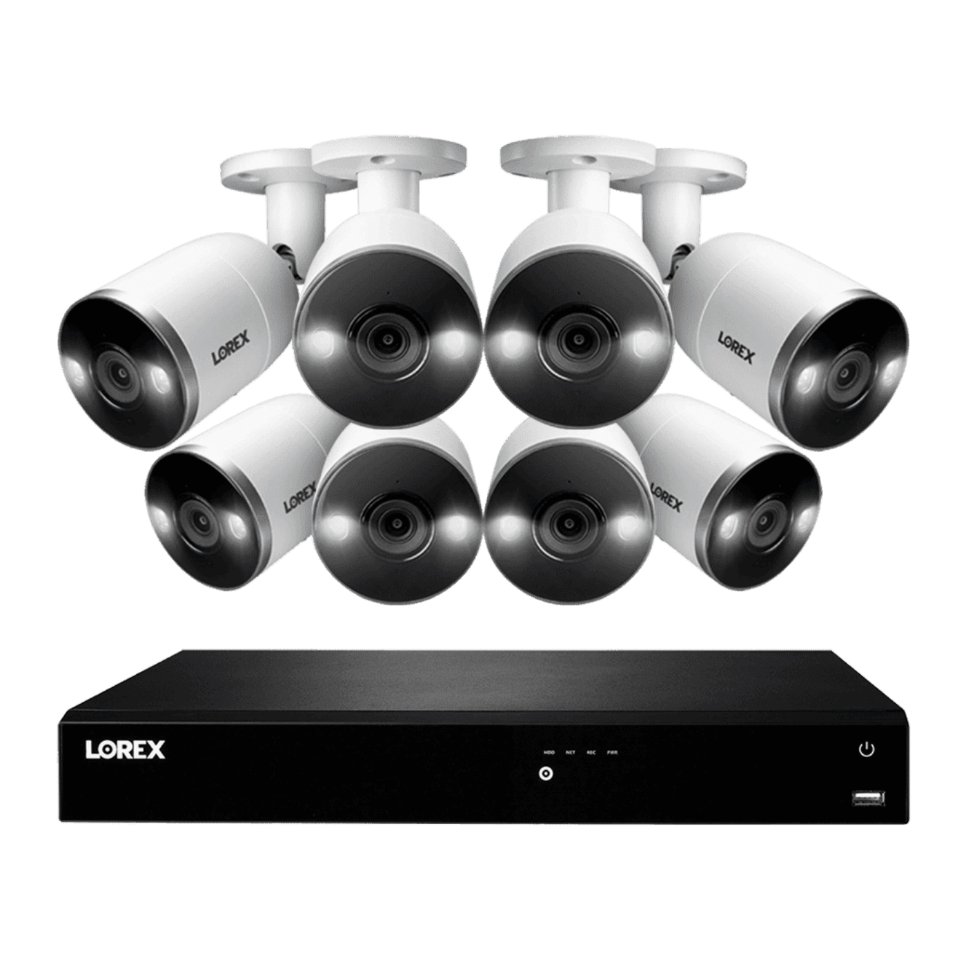 Lorex 16-Channel 4K Ultra HD Fusion NVR IP System with 8 Smart Deterrence Cameras Security Surveillance System New N4K3SD-168WB
