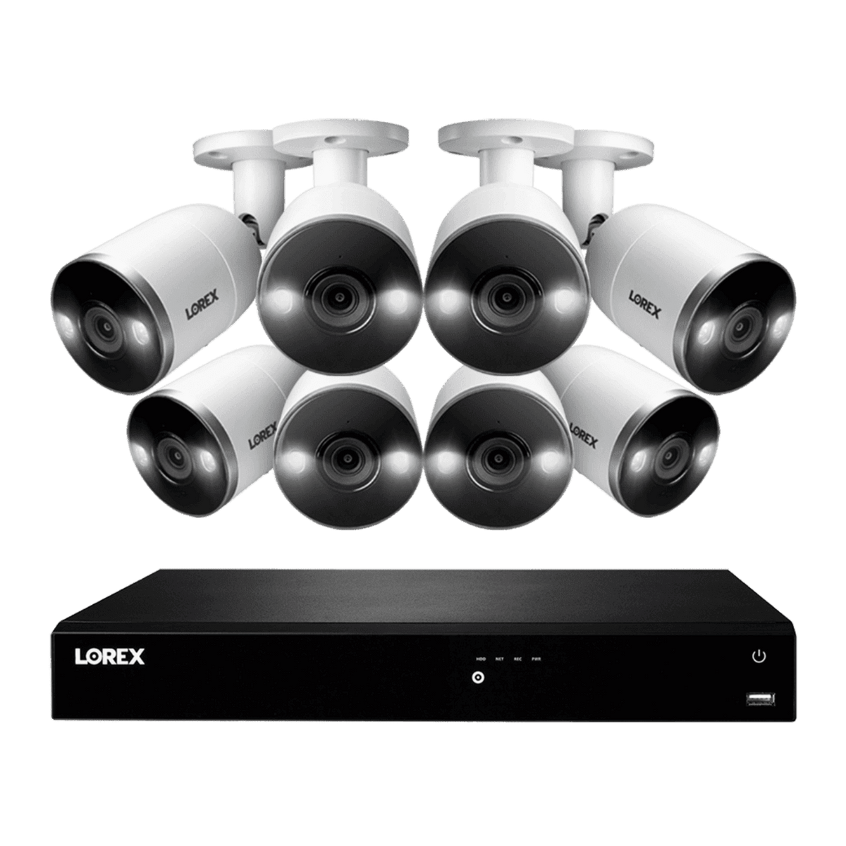 Lorex 16-Channel 4K Ultra HD Fusion NVR IP System with 8 Smart Deterrence Cameras Security Surveillance System New N4K3SD-168WB
