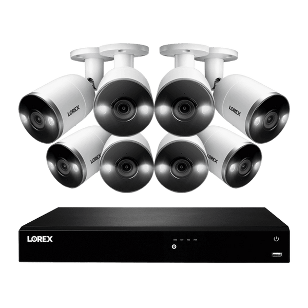 Lorex 16-Channel 4K Ultra HD Fusion NVR IP System with 8 Smart Deterrence Cameras Security Surveillance System New N4K3SD-168WB