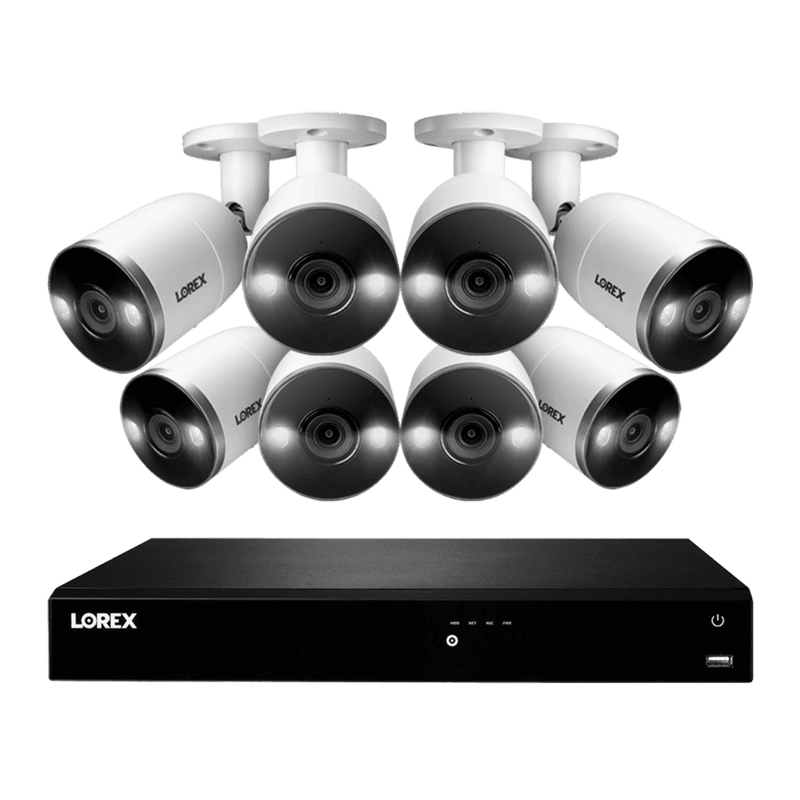 Lorex 16-Channel 4K Ultra HD Fusion NVR IP System with 8 Smart Deterrence Cameras Security Surveillance System New N4K3SD-168WB