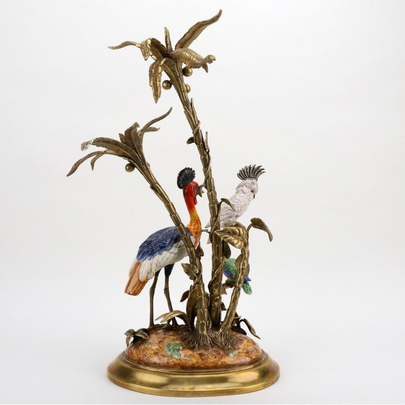 Lovecup Birds and Palm Tree Bronze Ormolu Figurine L384 - 31558286671970