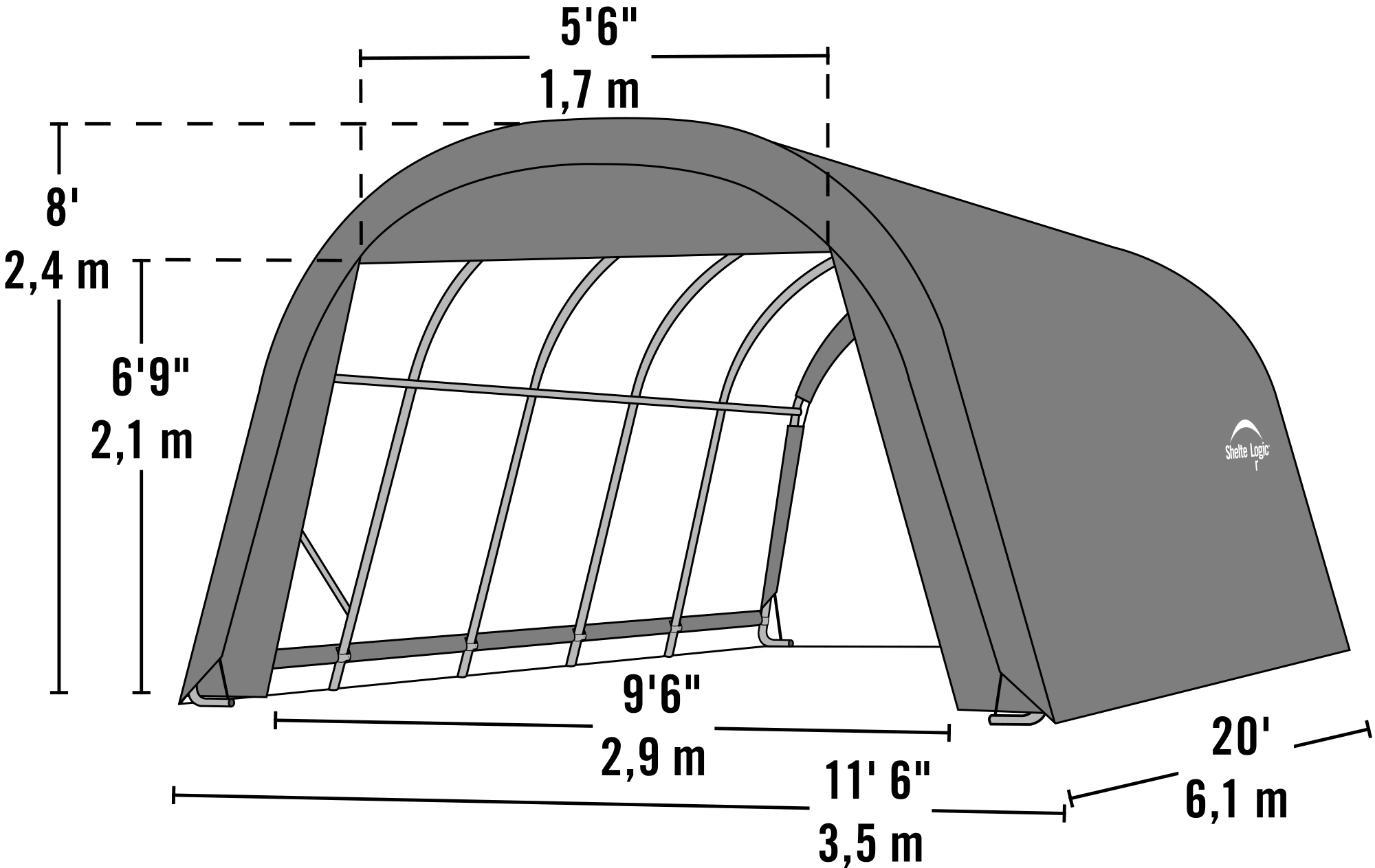 ShelterLogic | ShelterCoat 12 x 20 ft. Wind and Snow Rated Garage Round Gray STD - 71332