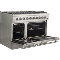 Forno 48 Inch Galiano Gas Range in Stainless Steel 8 Italian Burners, FFSGS6244-48