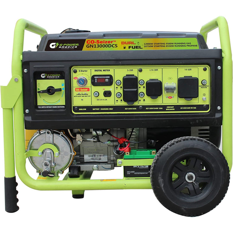 Green-Power America 12,000-Watt Portable Duel Fuel Generator with CO2 Sensor - GN12000DCS