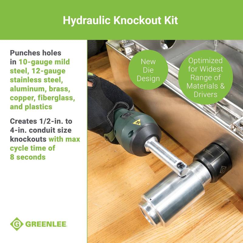 Greenlee Intelli-PUNCH 11-Ton Battery-Hydraulic Knockout Punch Kit with Slug-Buster, 1/2" - 4" - LS100X11SB4