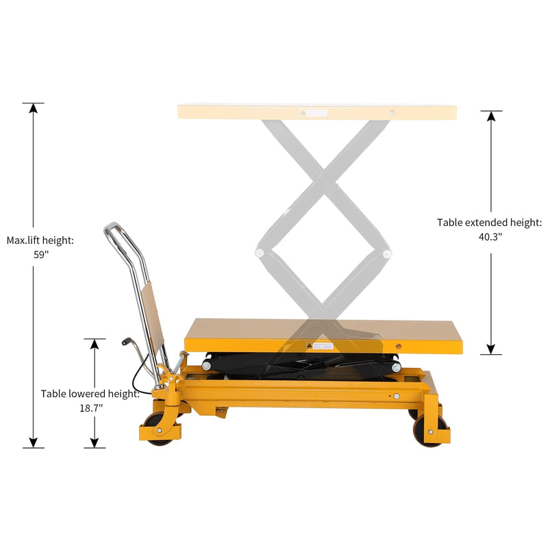 Apollolift Double Scissors Lift Table 1760lbs. 59" lifting height - A-2010 - Backyard Provider