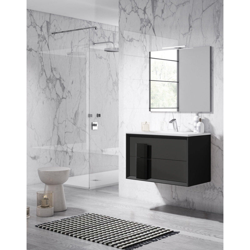 Lucena Bath Décor Cristal 24" Floating Bathroom Vanity in White, Black, Grey, White and Black, White and Grey or Black and Grey - Backyard Provider