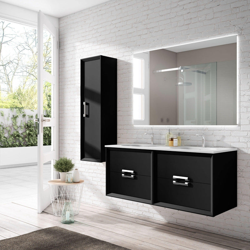 Lucena Bath 80" Décor Tirador Floating Double Vanities in White / Black / Grey / Silver - Backyard Provider