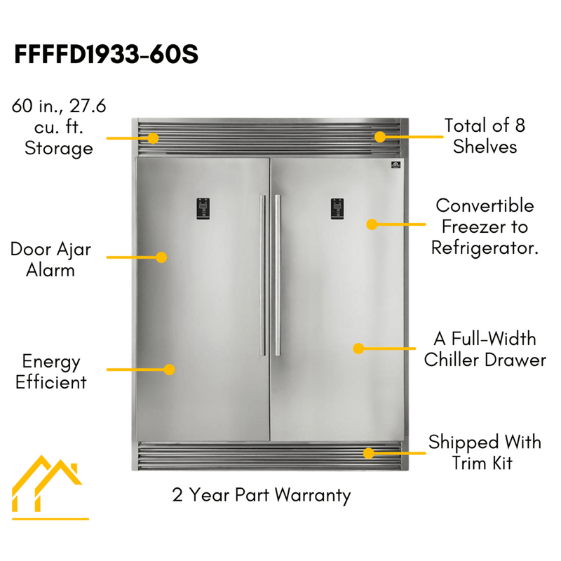 Forno 60 in. 27.6 cu. ft. Refrigerator & Freezer in Stainless Steel, FFFFD1933-60S