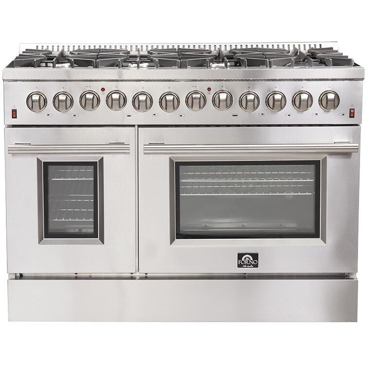 Forno Appliance Package - 48 Inch Dual Fuel Range, 60 Inch Refrigerator, Microwave Drawer, Dishwasher, AP-FFSGS6156-48-7