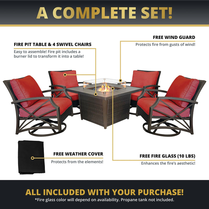 Ethan 5-Piece Outdoor Fire Pit Table Set for Patio