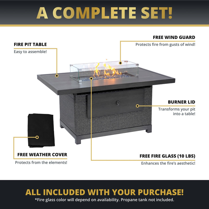 Novi 52" Multi-Functional Outdoor Propane Fire Pit Table – 50,000 BTU, CSA Certified