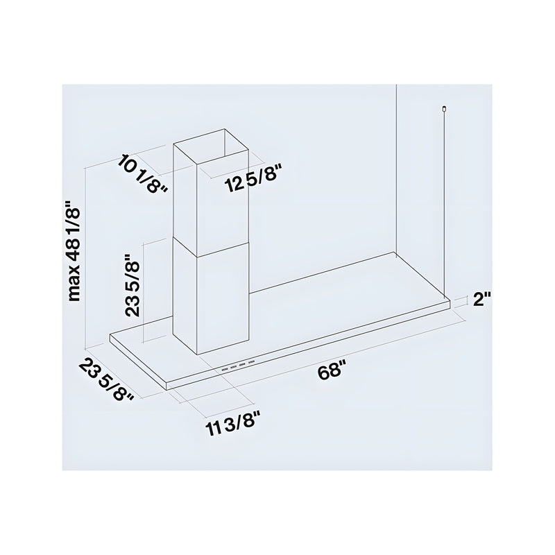 Falmec Lumen Isola 70 in Overhang Island Mount Range Hood in Stainless Steel - Fdlum70i5ss