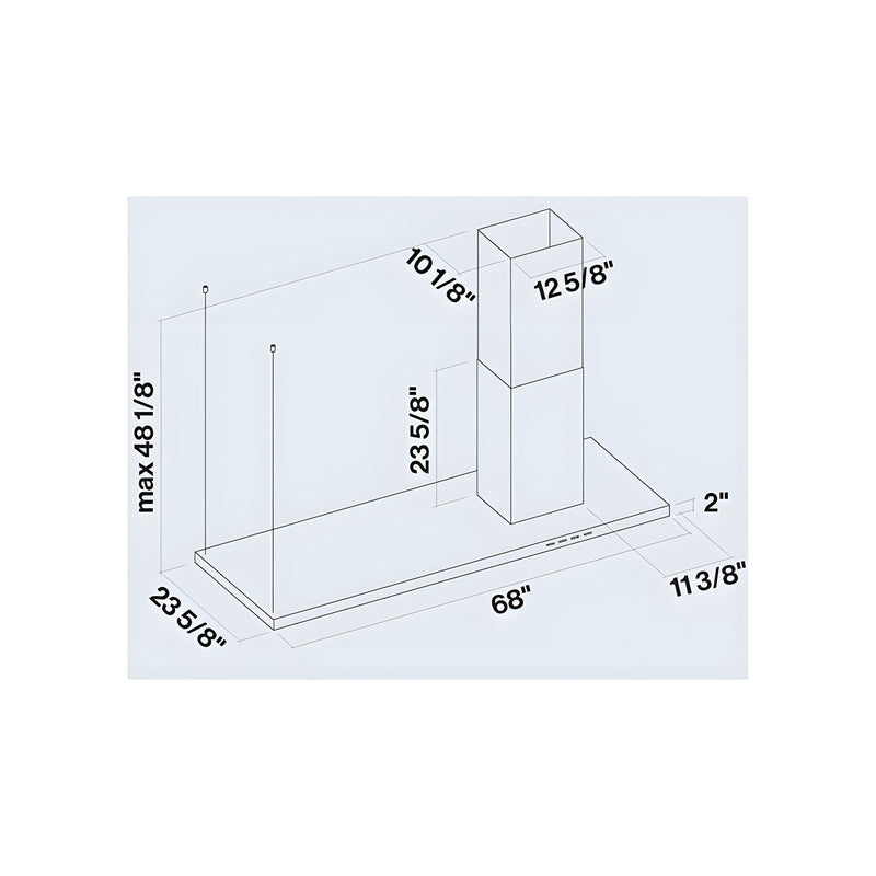 Falmec Lumen Isola 70 in Overhang Island Mount Range Hood in Stainless Steel - Fdlum70i5ss