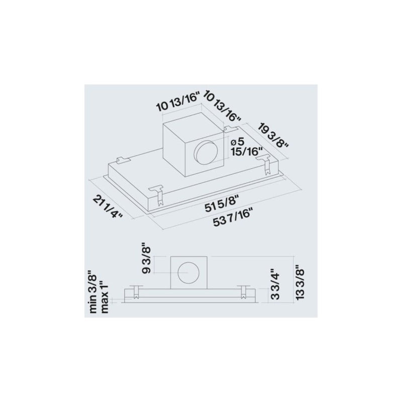 Falmec Nuvola 54 in. 600 CFM Flush Ceiling Mount Range Hood - Motor Required - FDNUV36C6SS-R1