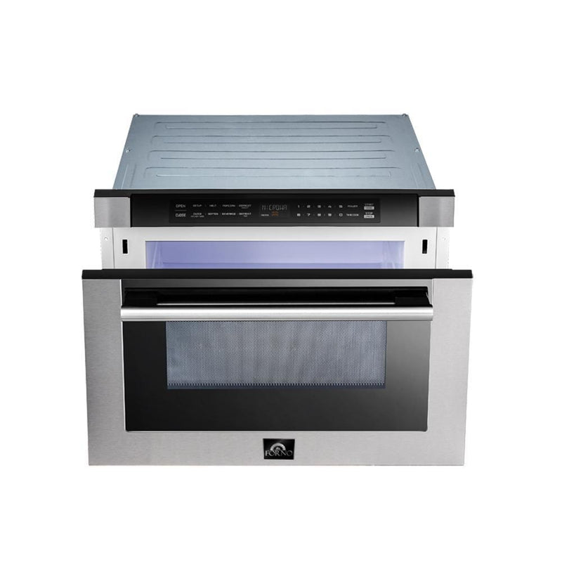 Forno Appliace Package - 36 Inch Dual Fuel Range, Wall Mount Range Hood, Refrigerator, Microwave Drawer, Dishwasher, AP-FFSGS6156-36-8