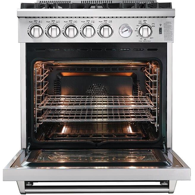 Forno Appliance Package - 30 Inch Gas Range, Range Hood, Refrigerator, Microwave Drawer, Dishwasher, Wine Cooler, AP-FFSGS6275-30-W-9