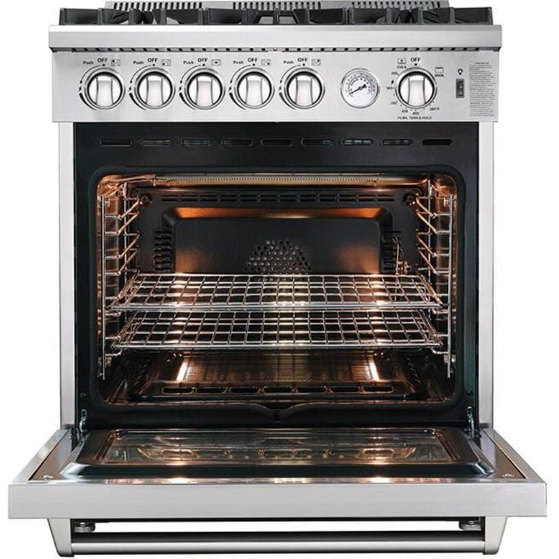 Forno Appliance Package - 30 Inch Gas Range, Wall Mount Range Hood, Microwave Drawer, AP-FFSGS6275-30-W-3